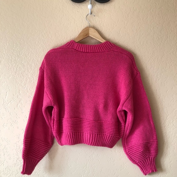 Hot Pink Lolita Cardigan Sweater Handmade One Size - Picture 6 of 8